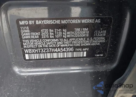 2017 BMW X1 xDrive28I from USA, damaged, VIN WBXHT3Z37H4A54396